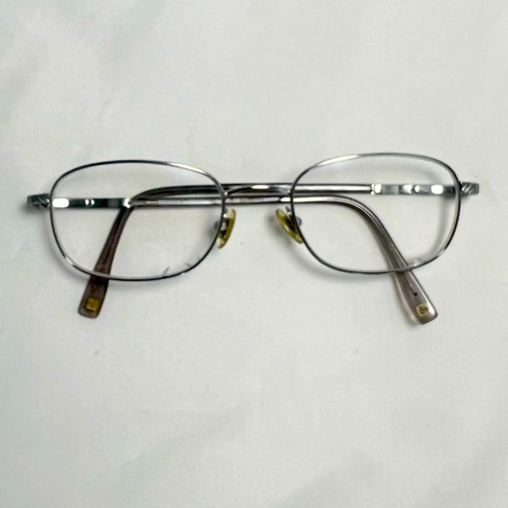 Brooks Brothers Silver Metal Oval Eyeglasses with Brown Temple Tips